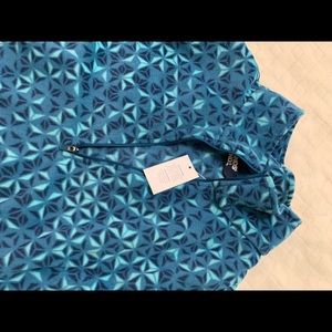 Size 20W Lands End beautiful blue fleece print long sleeve top